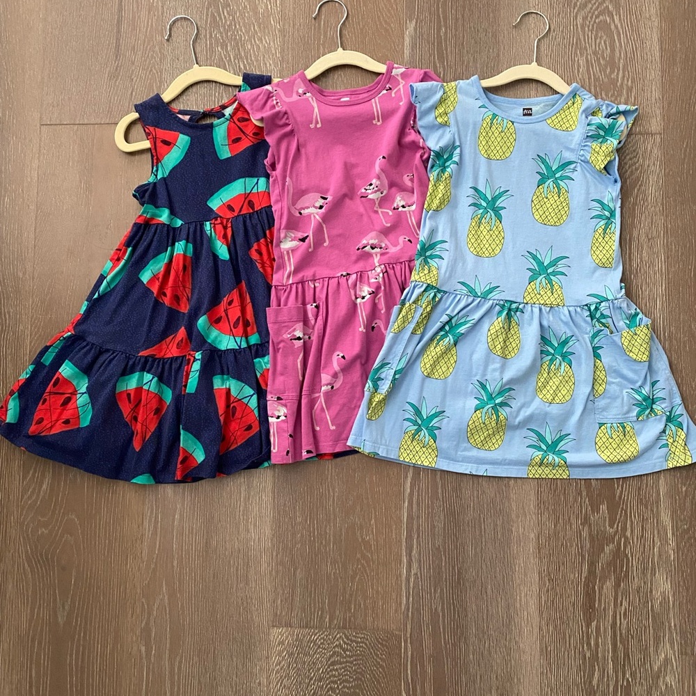 Bundle of Three Tea Collection Dresses - Watermelon, Flamingo, Pineapple